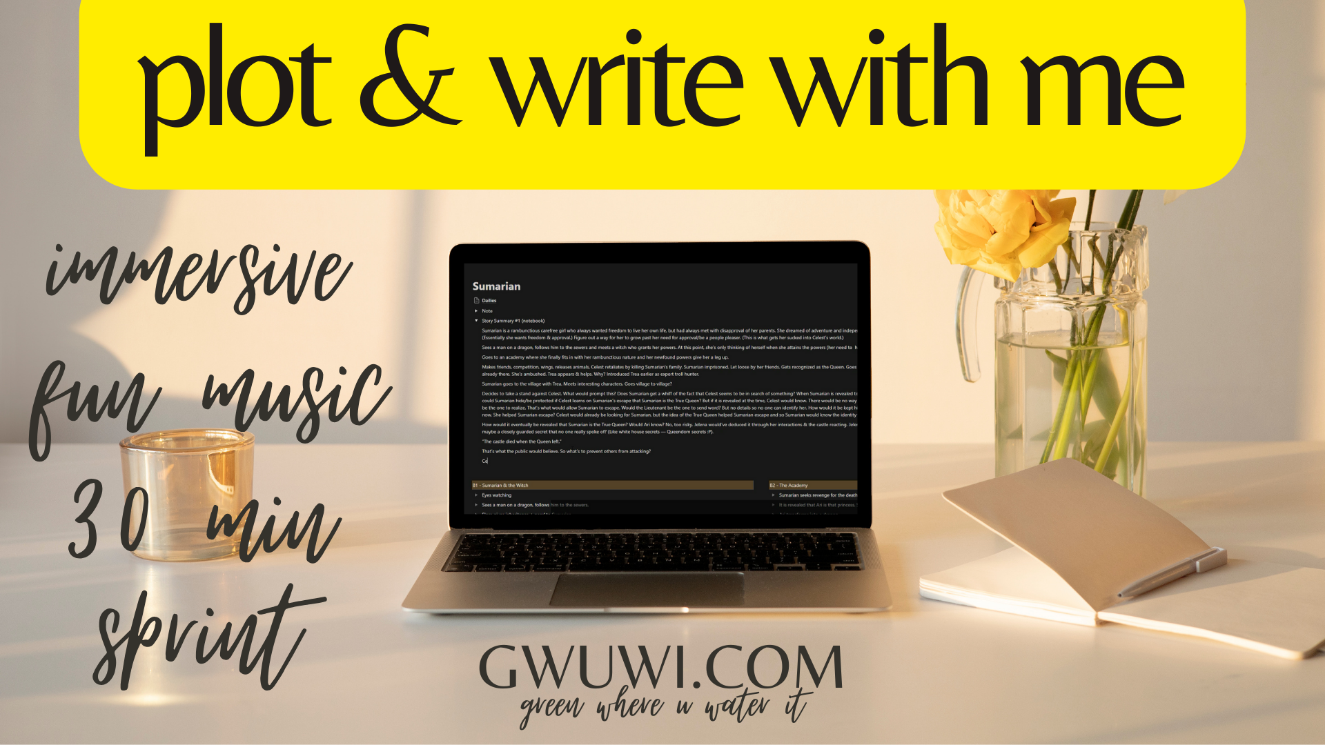 Plot & Write a Story With Me on Notion || 30 Min Sprint || Upbeat Music || Epic Fantasy